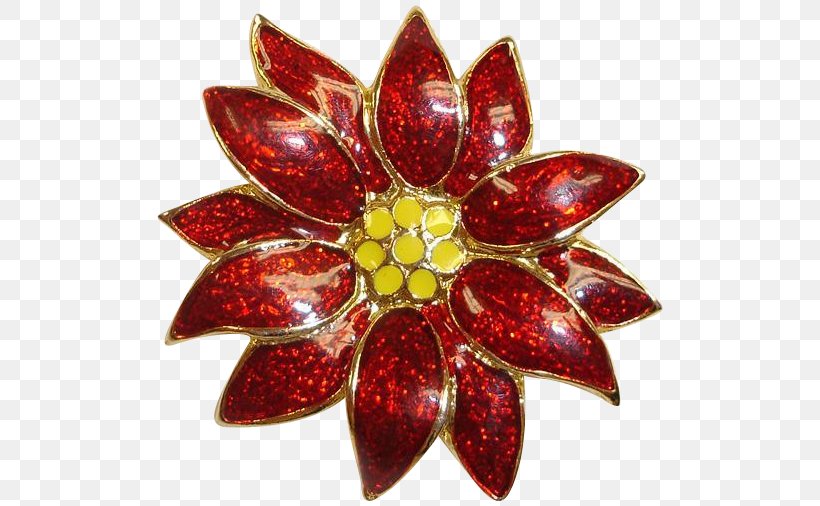 Brooch Poinsettia Pin Gold Imitation Gemstones & Rhinestones, PNG, 506x506px, Brooch, Amber, Christmas, Christmas Ornament, Flower Download Free