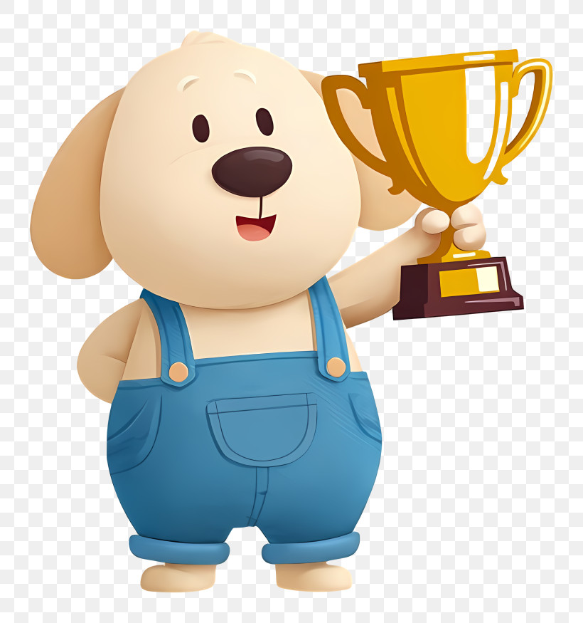 Winner Dog Holding Trophy PNG