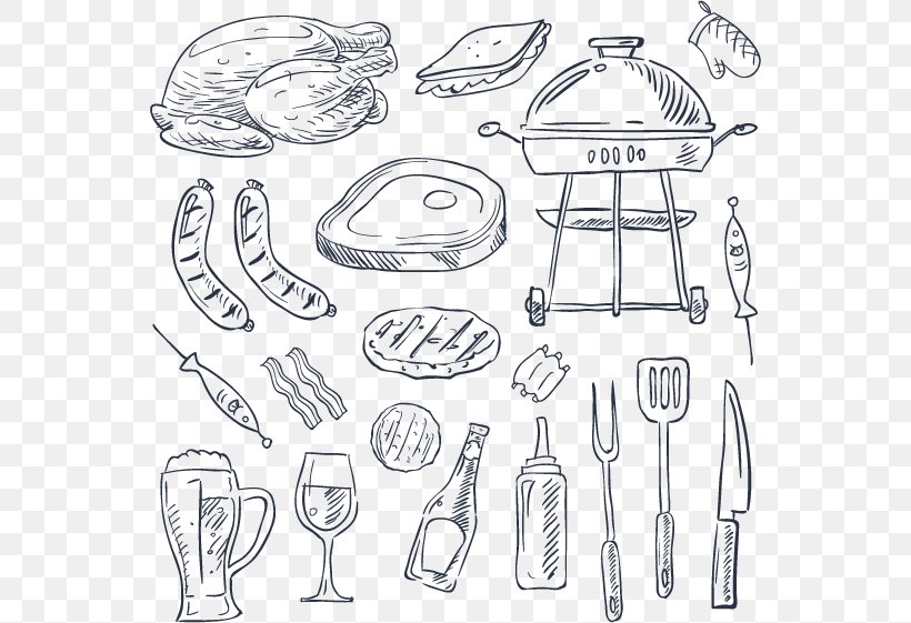 Barbecue Grilling Fish, PNG, 550x561px, Barbecue, Area, Artwork, Automotive Design, Black And White Download Free