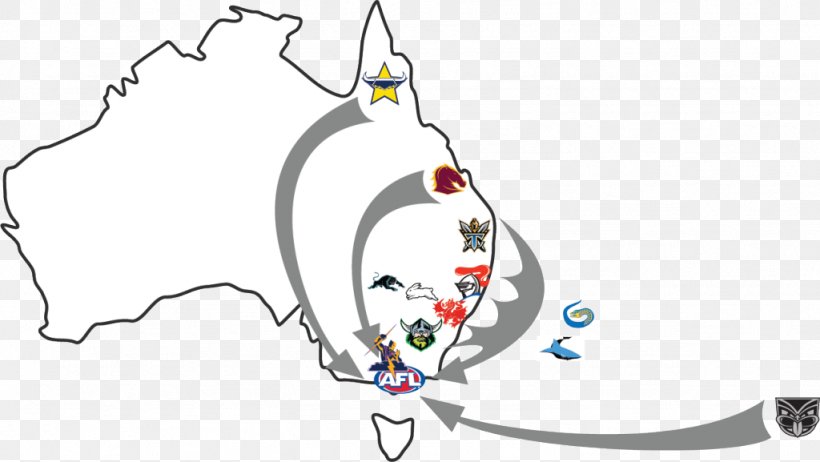 National Rugby League Australian Football League Mascot Team Sport, PNG, 1024x577px, Watercolor, Cartoon, Flower, Frame, Heart Download Free