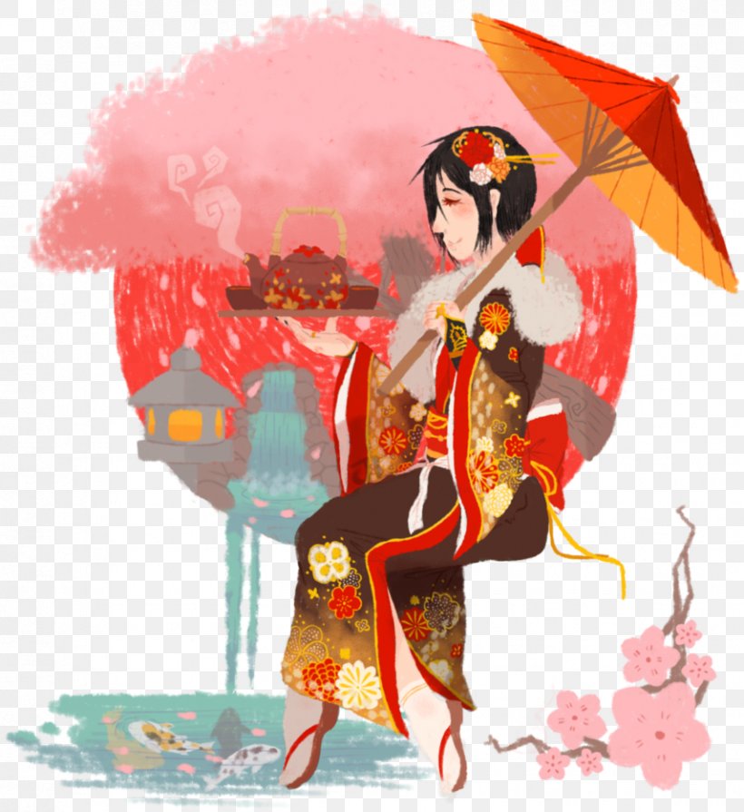 Geisha Cartoon Desktop Wallpaper Computer, PNG, 855x934px, Watercolor, Cartoon, Flower, Frame, Heart Download Free