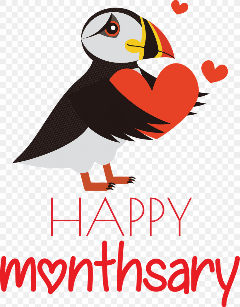 Happy Monthsary, PNG, 2341x3000px, Happy Monthsary, Atlantic Puffin, Birds, Cartoon, Penguins Download Free