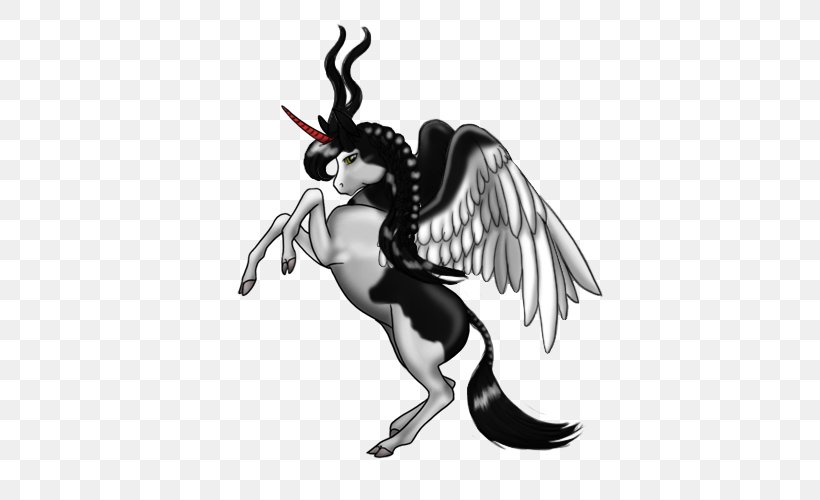 Horse Mammal Demon Animated Cartoon, PNG, 500x500px, Horse, Animated Cartoon, Bird, Black And White, Demon Download Free