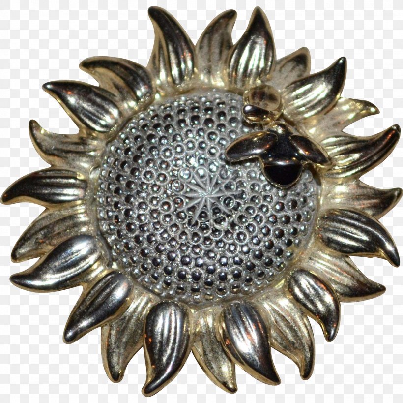 Metal Silver Brooch Jewellery Brass, PNG, 1549x1549px, Metal, Brass, Brooch, Common Sunflower, Honey Bee Download Free