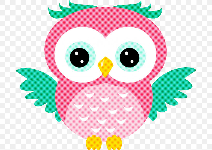 Owl Pink Green Cartoon Bird, PNG, 700x582px, Owl, Bird, Bird Of Prey, Cartoon, Green Download Free