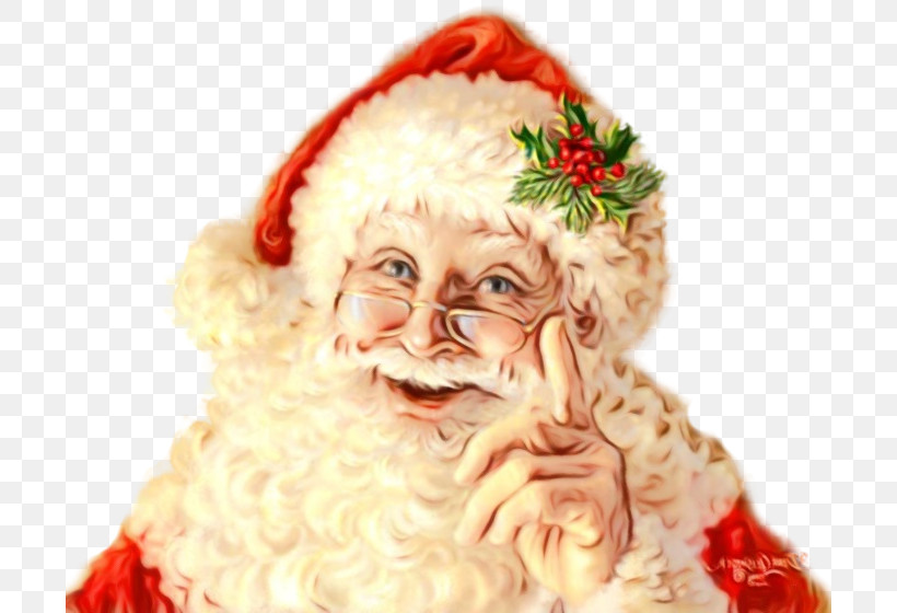 Santa Claus, PNG, 700x560px, Watercolor, Beard, Christmas, Elder, Facial Hair Download Free