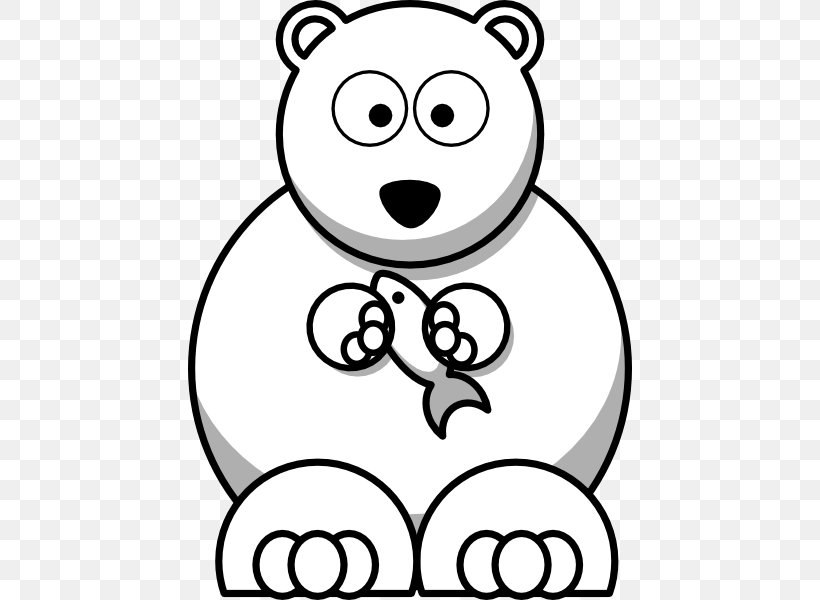 Polar Bear Cartoon Clip Art, PNG, 444x600px, Polar Bear, Area, Art, Bear, Black And White Download Free