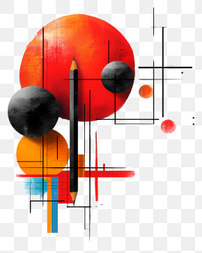 Learning Background - Abstract Geometric Art With Pencil And Shapes PNG