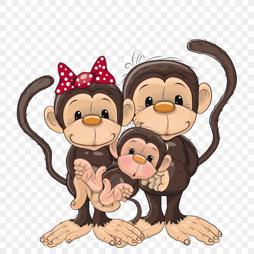 Monkey Family Clip Art, PNG, 4200x4200px, Monkey, Cartoon, Family, Mammal, Mother Download Free