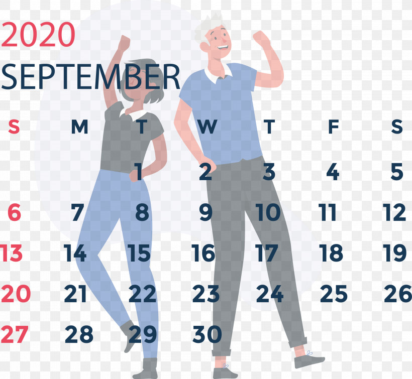 September 2020 Calendar September 2020 Printable Calendar, PNG, 3000x2764px, September 2020 Calendar, Jeans, Leggings, Meter, September 2020 Printable Calendar Download Free