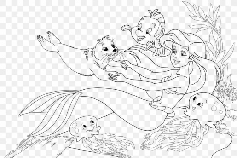 Ariel Mermaid Coloring Pages Coloring Book King Triton, PNG, 1093x731px, Watercolor, Cartoon, Flower, Frame, Heart Download Free