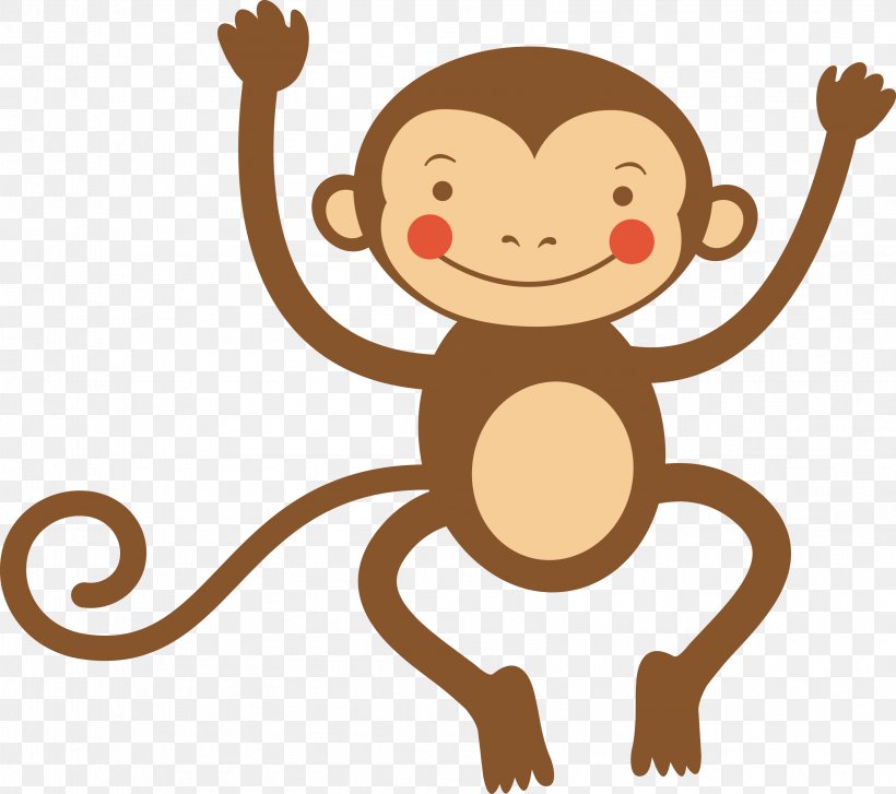 Cartoon Monkey Infant Illustration, PNG, 3363x2983px, Cartoon, Carnivoran, Child, Cuteness, Human Behavior Download Free