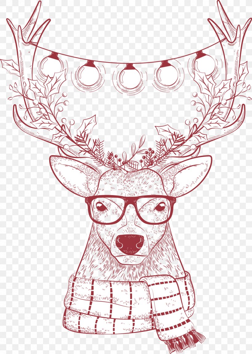 Reindeer Christmas, PNG, 1070x1504px, Watercolor, Cartoon, Flower, Frame, Heart Download Free