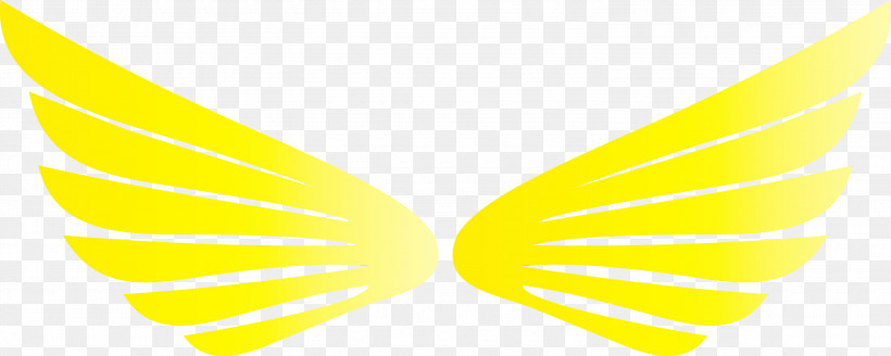 Yellow Line Font Symmetry, PNG, 3000x1200px, Wings, Angle Wings, Bird Wings, Line, Paint Download Free