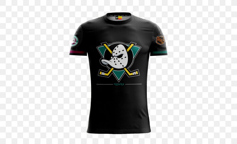 T-shirt Anaheim Ducks The Mighty Ducks National Hockey League Jersey, PNG, 500x500px, Tshirt, Active Shirt, Anaheim, Anaheim Ducks, Black Download Free