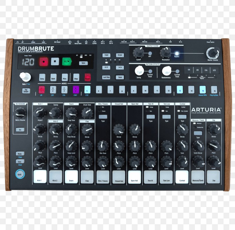 Arturia DrumBrute Drum Machine Sound Synthesizers Percussion, PNG, 800x800px, Watercolor, Cartoon, Flower, Frame, Heart Download Free