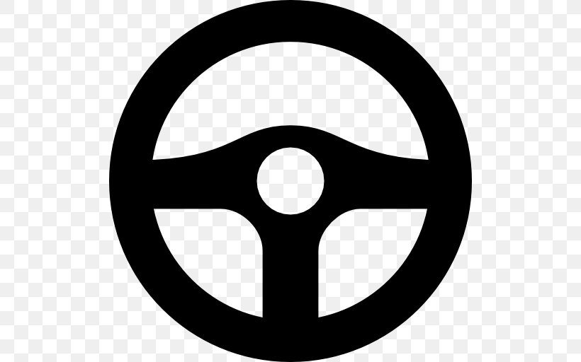 Car Steering Wheel Driving, PNG, 512x512px, Car, Area, Bicycle Wheels, Black And White, Driving Download Free
