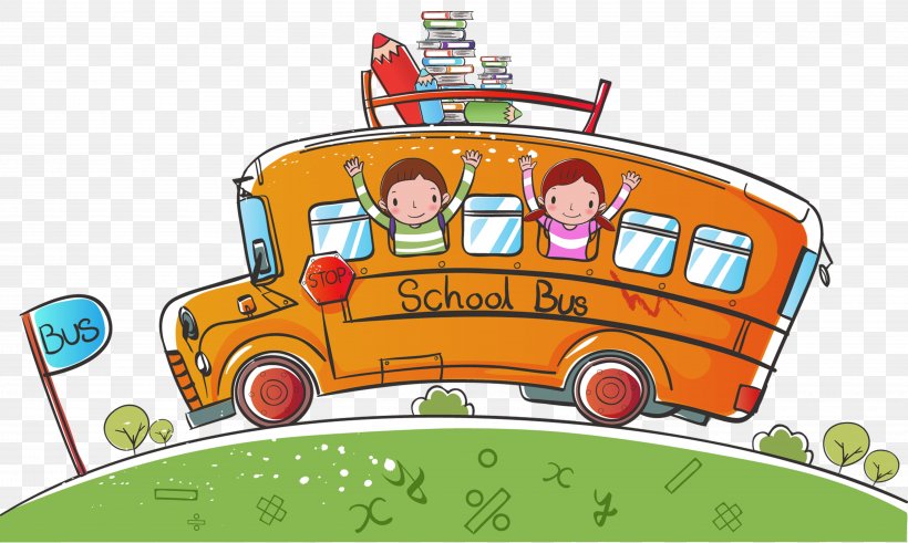 School Bus, PNG, 4870x2921px, Bus, Campus, Cartoon, Coreldraw, Drawing Download Free
