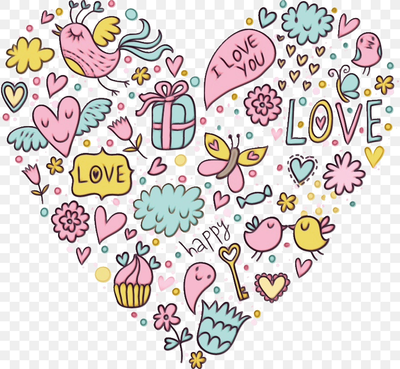 Heart Pink Pattern Heart Sticker, PNG, 816x758px, Watercolor, Heart, Paint, Pink, Sticker Download Free