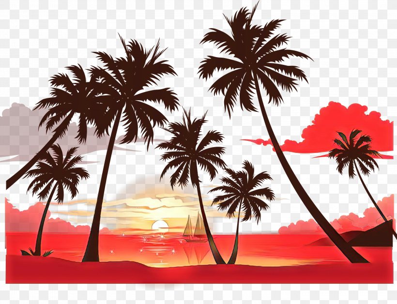 Palm Trees Desktop Wallpaper Sunset Coconut, PNG, 3000x2300px, Palm Trees, Arecales, Coconut, Display Resolution, Elaeis Download Free