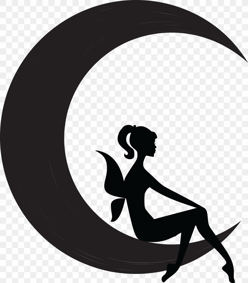 Fairy Moon Silhouette Flower Fairies Clip Art, PNG, 4000x4567px, Fairy, Black And White, Black Moon, Blue Moon, Cicely Mary Barker Download Free