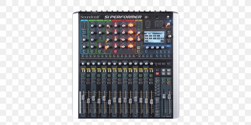 Microphone Audio Mixers Soundcraft Spirit Si Performer 3 Digital Mixing Console, PNG, 1000x500px, Microphone, Audio Mixers, Audio Mixing, Digital Audio, Digital Mixing Console Download Free