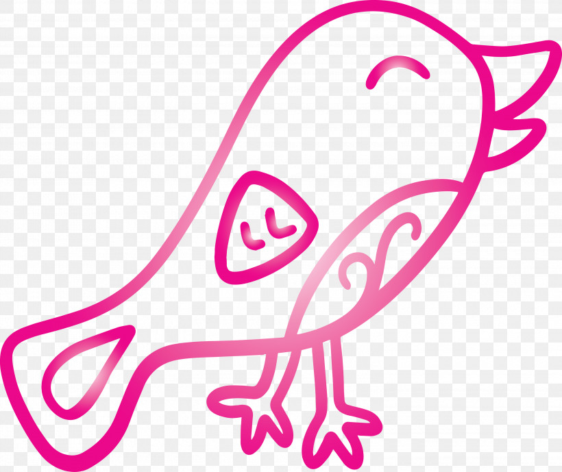 Pink Line Art Line Magenta, PNG, 3000x2521px, Cute Bird, Cartoon Bird, Line, Line Art, Magenta Download Free
