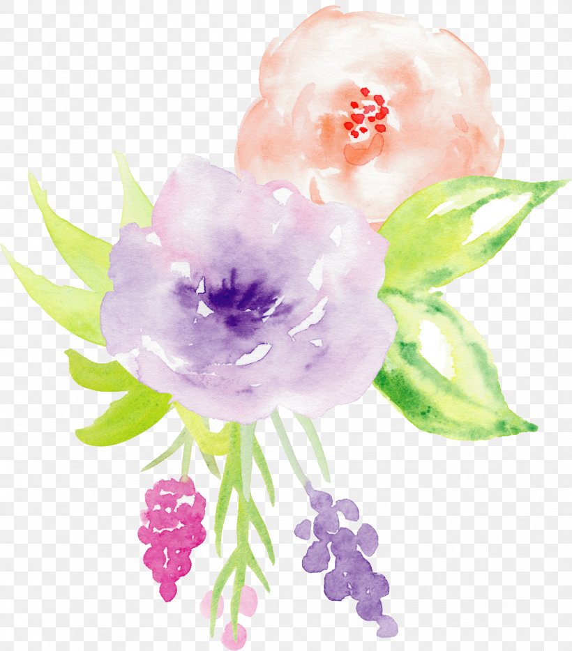 Hand-painted Watercolor Roses Decorative Elements, PNG, 1606x1830px, Watercolour Flowers, Blossom, Branch, Flora, Floral Design Download Free
