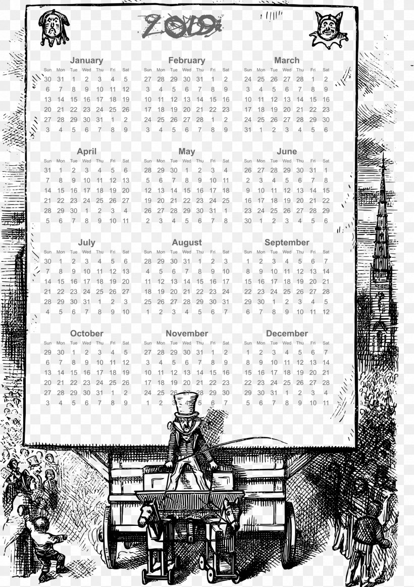 Calendar 2019 With Parade Frame., PNG, 1693x2400px, Picture Frames, Black And White, Calendar, Monochrome, Monochrome Photography Download Free