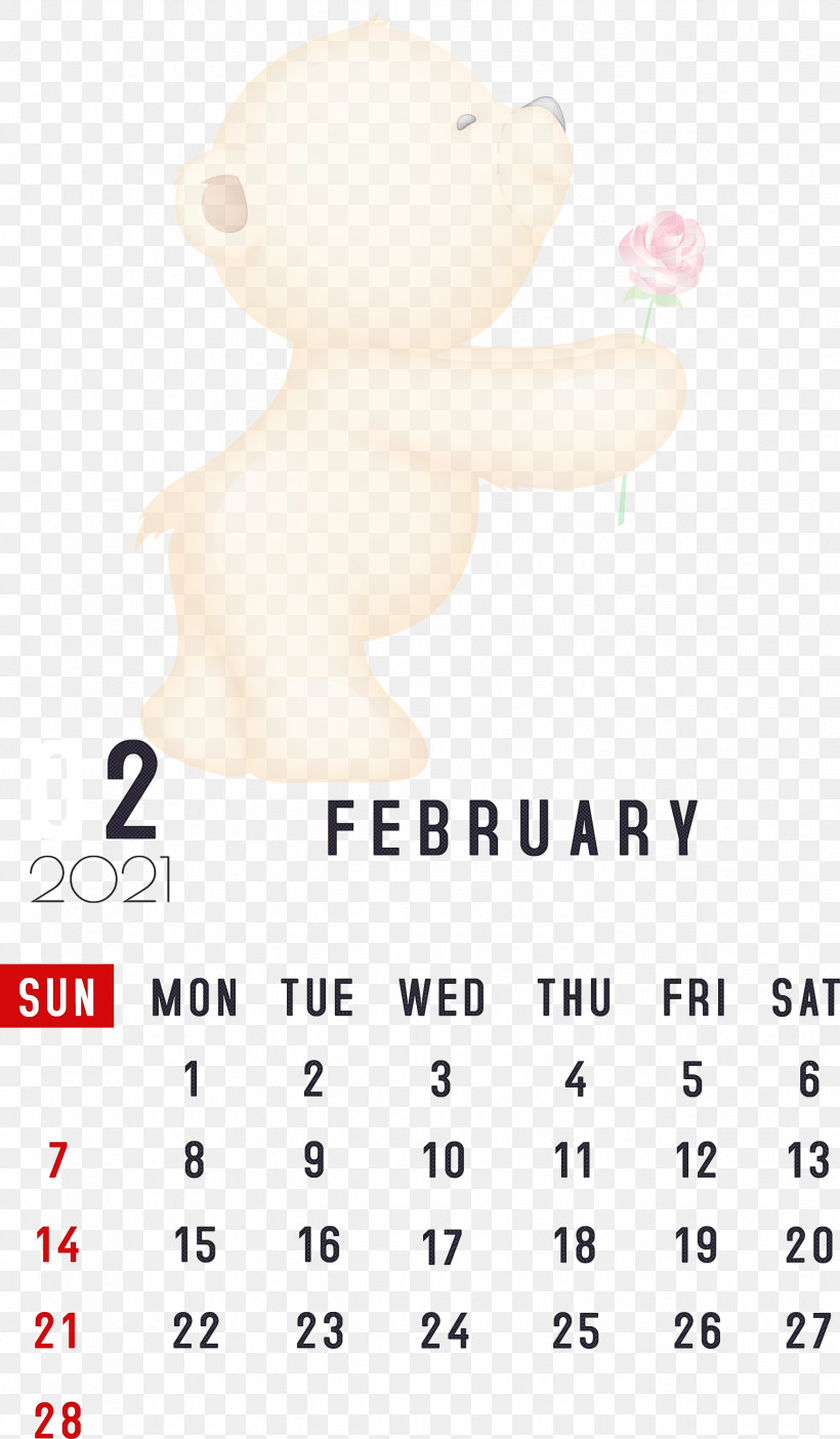 February 2021 Printable Calendar February Calendar 2021 Calendar, PNG, 1751x3000px, 2021 Calendar, Bears, Calendar System, Google Nexus, Joint Download Free