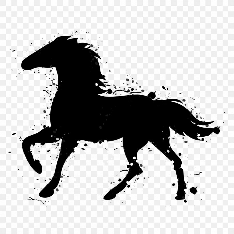Horse Vector Graphics Silhouette Illustration Image, PNG, 1000x1000px, Horse, Art, Blackandwhite, Drawing, Mane Download Free