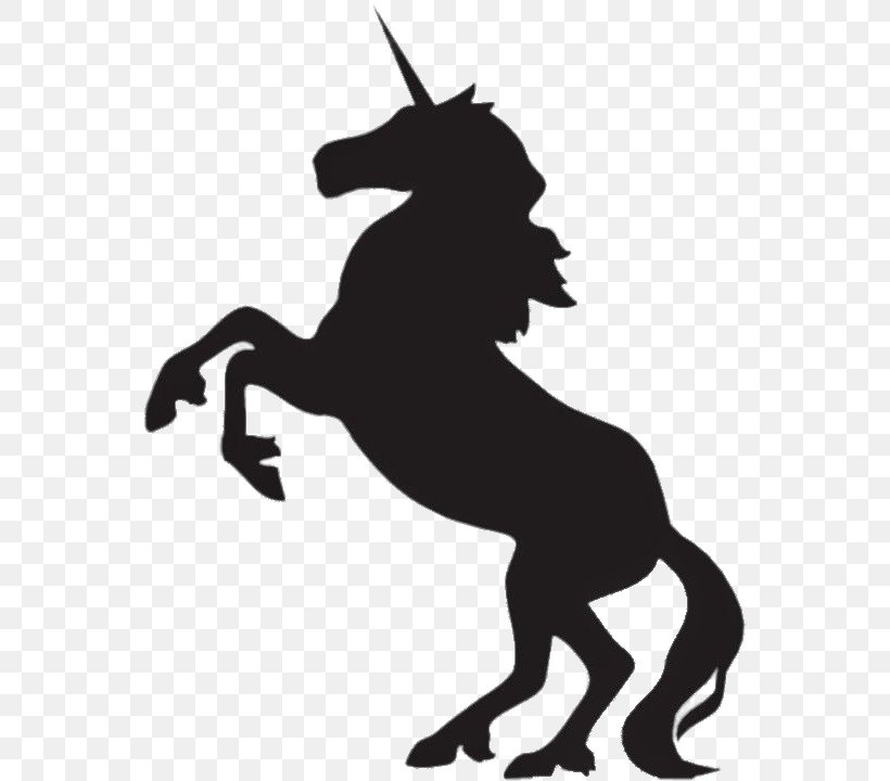 Unicorn Clip Art Horse Silhouette Image, PNG, 576x720px, Unicorn, Black And White, Fictional Character, Horse, Horse Like Mammal Download Free