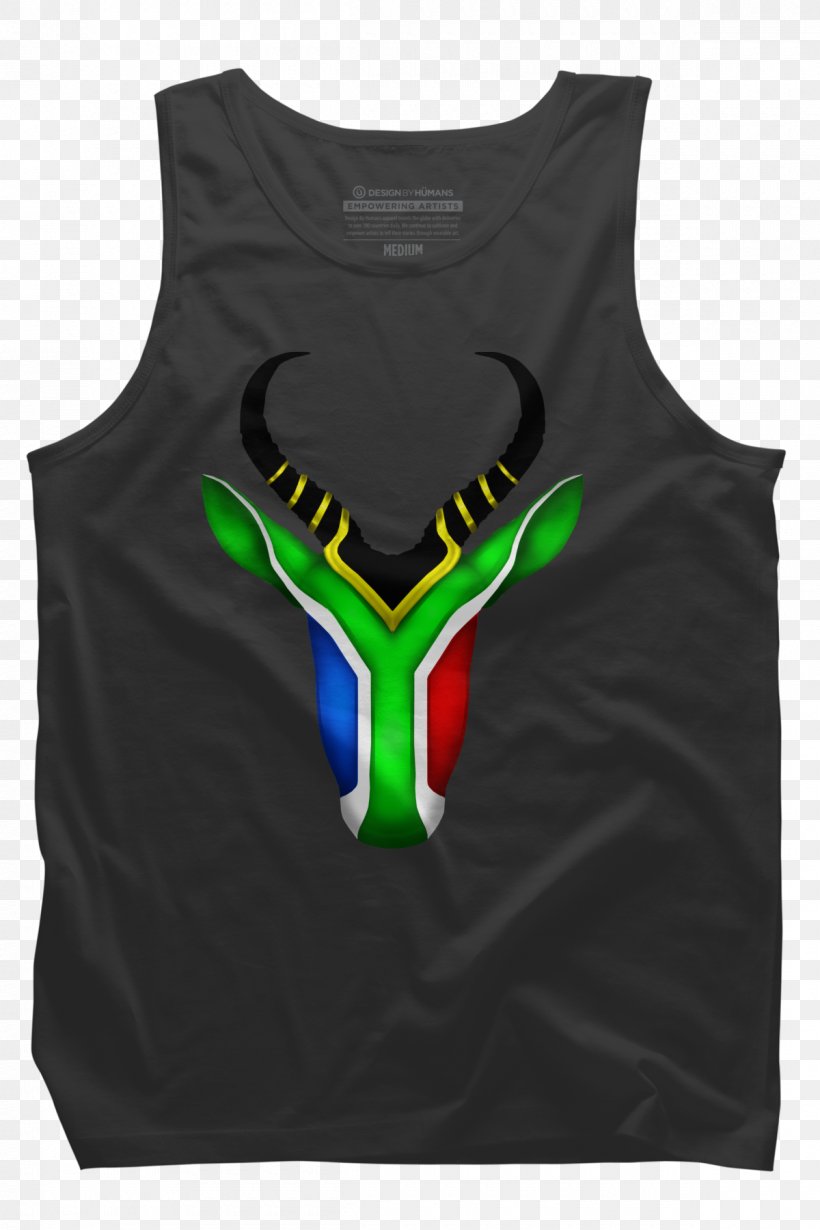 T-shirt Sleeveless Shirt Flag Of South Africa Springbok, PNG, 1200x1800px, Tshirt, Black, Black M, Brand, Butterfly Effect Download Free
