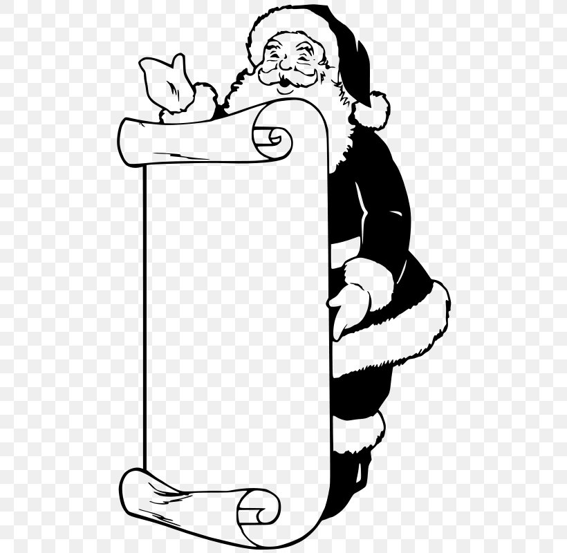 Santa Claus Christmas Wish List Clip Art, PNG, 493x800px, Santa Claus, Area, Art, Artwork, Black Download Free