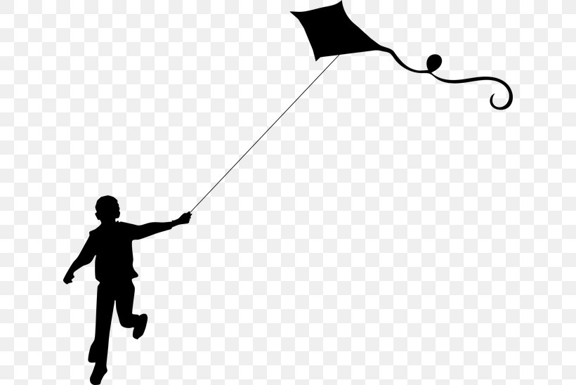 Kite Child Silhouette Clip Art, PNG, 640x548px, Kite, Black, Black And White, Child, Drawing Download Free