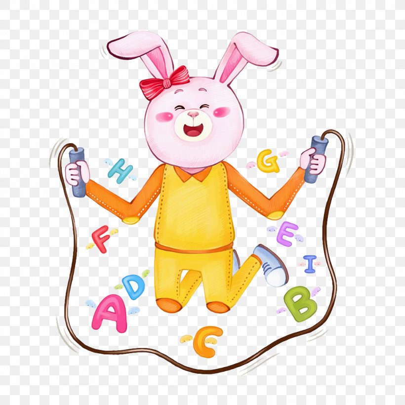 Easter Bunny Jump Ropes Rabbit Jumping Illustration, PNG, 1024x1024px, Easter Bunny, Animal Figure, Art, Baby Toys, Cartoon Download Free