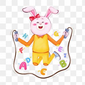 Rabbit Rope Skipping - Easter Bunny Jump Ropes Rabbit Jumping Illustration PNG