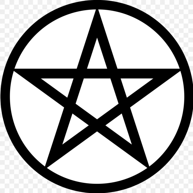 Pentagram Pentacle Wicca Symbol Satanism, PNG, 1024x1024px, Pentagram, Area, Black And White, Brand, Christian Cross Download Free