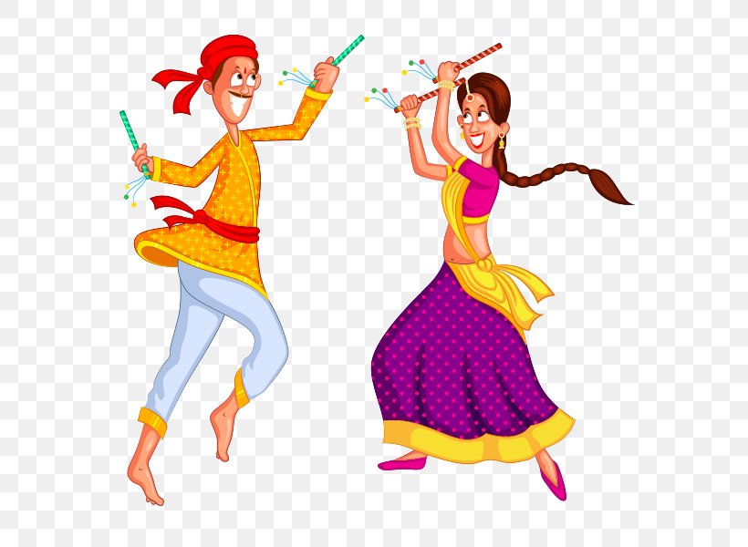 Dandiya Raas Folk Dance Garba Clip Art, PNG, 590x600px, Dandiya Raas, Art, Cartoon, Clothing, Costume Download Free