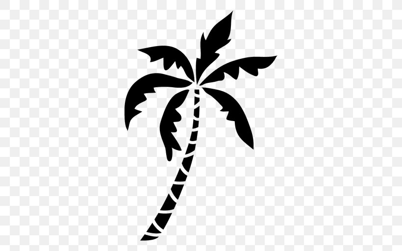 Arecaceae Silhouette Tree, PNG, 512x512px, Arecaceae, Black And White, Branch, Coconut, Flora Download Free
