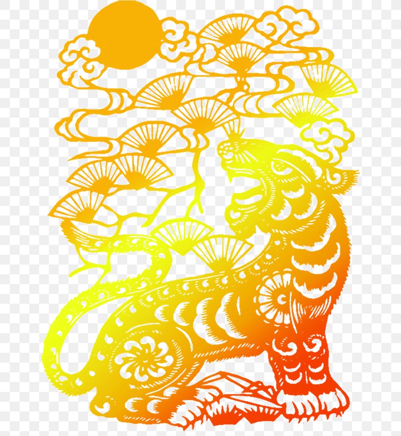 Tiger Papercutting Art Chinese Paper Cutting Design, PNG, 674x890px, Tiger, Area, Art, Black And White, Chinese Paper Cutting Download Free