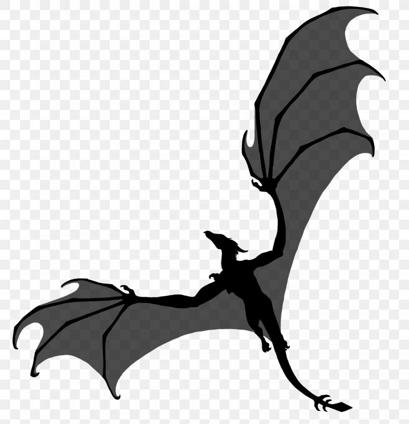 Silhouette Dragon, PNG, 1545x1600px, Silhouette, Bat, Beak, Black And White, Branch Download Free