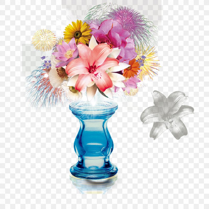 Vase Flower Fireworks, PNG, 1200x1200px, Vase, Artificial Flower, Blue, Cut Flowers, Designer Download Free