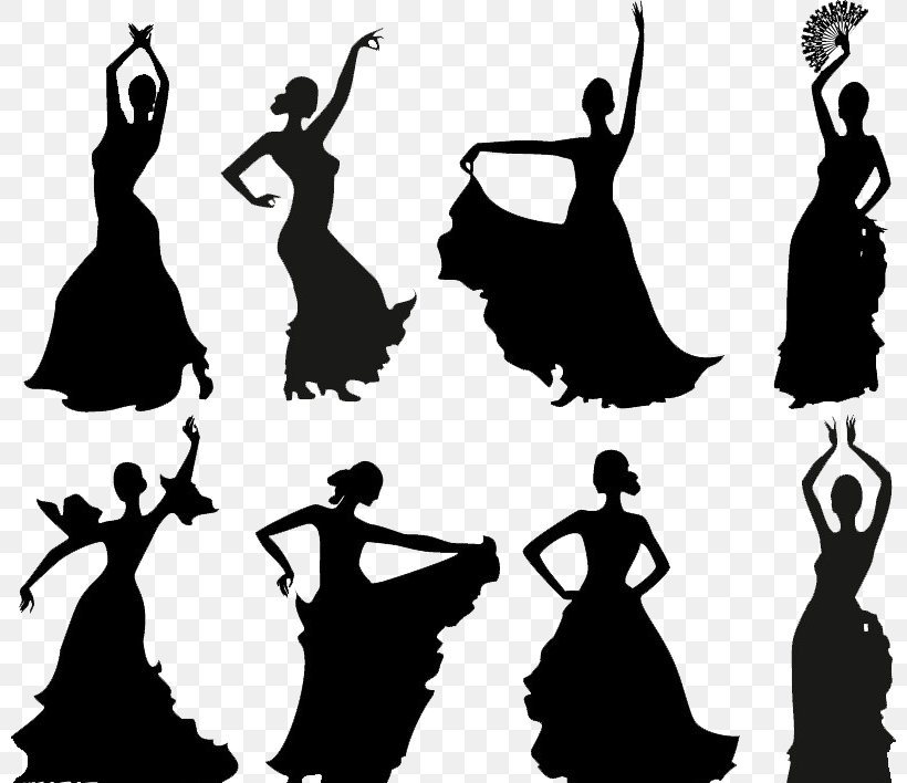Dance Flamenco Silhouette Mural Wallpaper, PNG, 800x708px, Dance, Art, Ballet Dancer, Black And White, Castanets Download Free