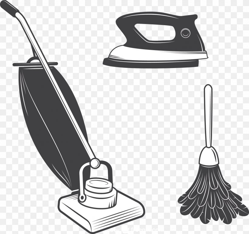 Vacuum Cleaner Cleaning Mop Clip Art, PNG, 2116x1987px, Vacuum Cleaner, Black And White, Bucket, Cleaner, Cleaning Download Free