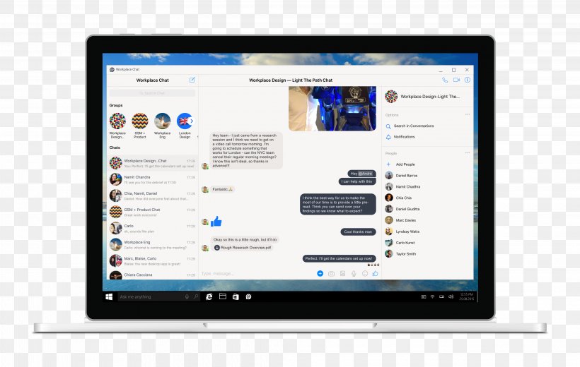 Workplace By Facebook Online Chat Messaging Apps Desktop Sharing, PNG, 4160x2640px, Workplace By Facebook, Brand, Computer, Computer Monitor, Computer Program Download Free