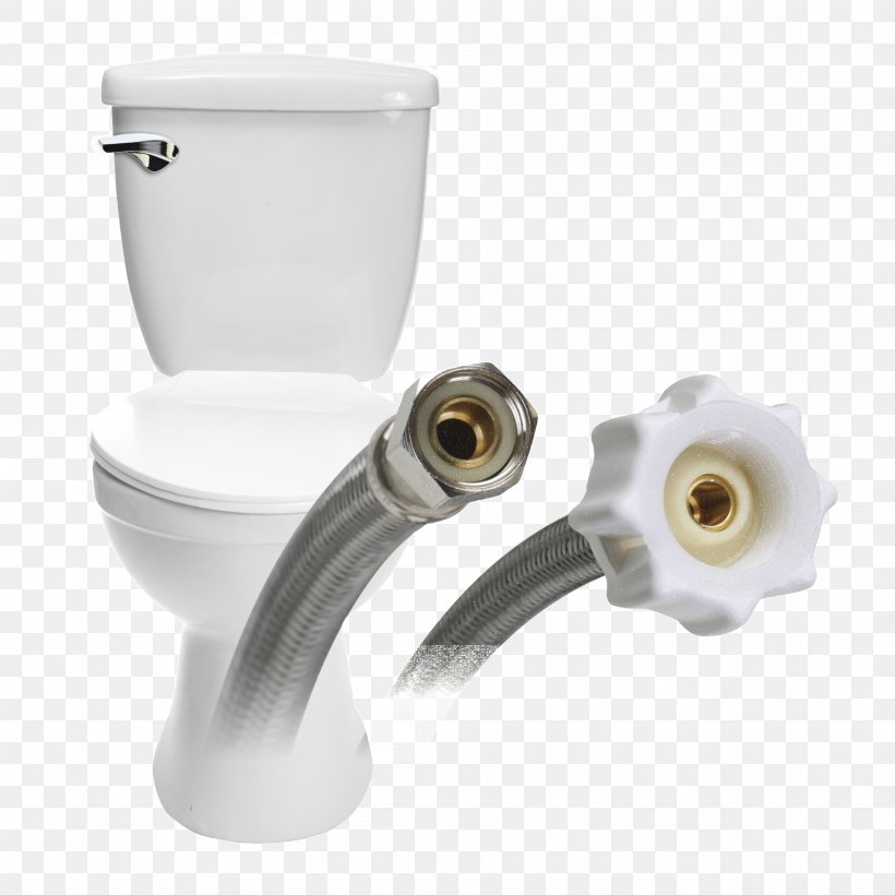 Fluidmaster Toilet Connector Click Seal Braided Stainless Steel B1T Ballcock Valve, PNG, 2048x2048px, Toilet, Ballcock, Faucet Handles Controls, Flush Toilet, Gasket Download Free