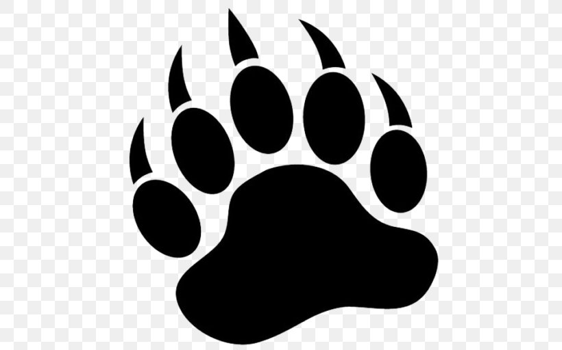 Bear Paw Vector Graphics Clip Art Image, PNG, 512x512px, Bear, Black, Black And White, Claw, Decal Download Free
