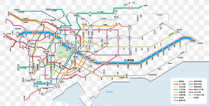 Tokyo Metro Tōzai Line 振替輸送 Map, PNG, 3386x1731px, Tokyo, Area, Diagram, Intersection, Land Lot Download Free