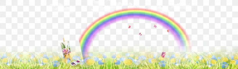 Rainbow Sky Purple Wallpaper, PNG, 1920x560px, Rainbow, Computer, Grass, Meadow, Petal Download Free